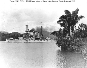 USS Rhode Island passing through Panama Canal
